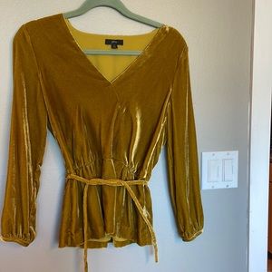 J crew velvet top with tie, size 0